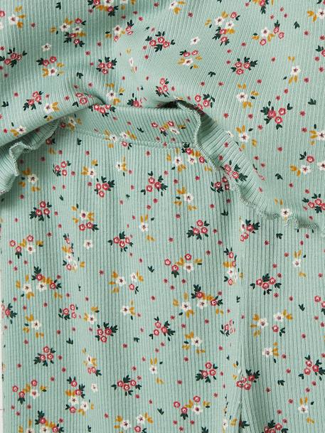 Mädchen Schlafanzug mit Blumenmuster, gerippt Oeko-Tex - aquamarin - 6