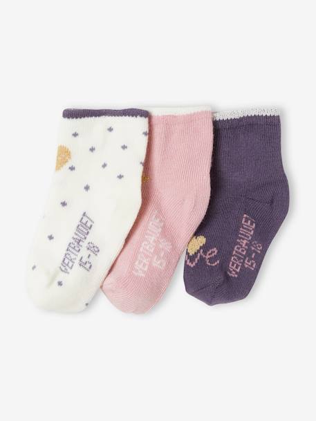 3er-Pack Mädchen Baby Socken, Hasen & Herzen - pack beige - 1