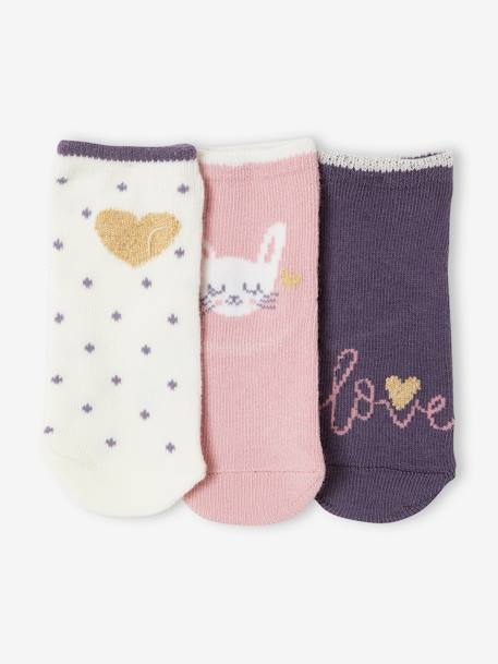3er-Pack Mädchen Baby Socken, Hasen & Herzen - pack beige - 2