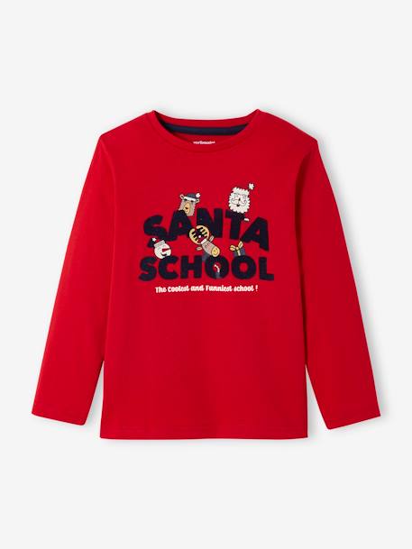 Jungen Weihnachts-Shirt mit Print „Santa School“ - rot - 1