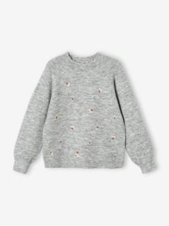 Maedchenkleidung-Pullover, Strickjacken & Sweatshirts-Mädchen Pullover mit gestickten Blumen