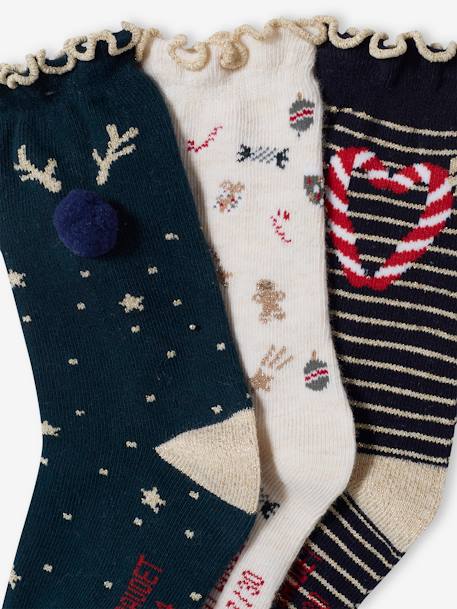 3er-Pack Mädchen Weihnachts-Socken - tanne - 2