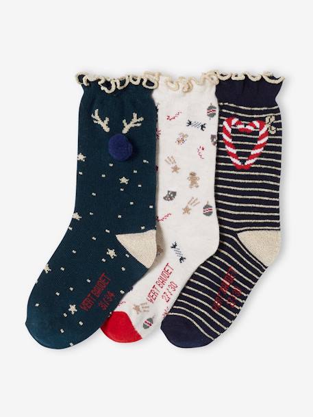 3er-Pack Mädchen Weihnachts-Socken - tanne - 3