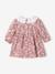 Baby Kleid, Kragen mit Lochstickerei - rosa bedruckt - 2