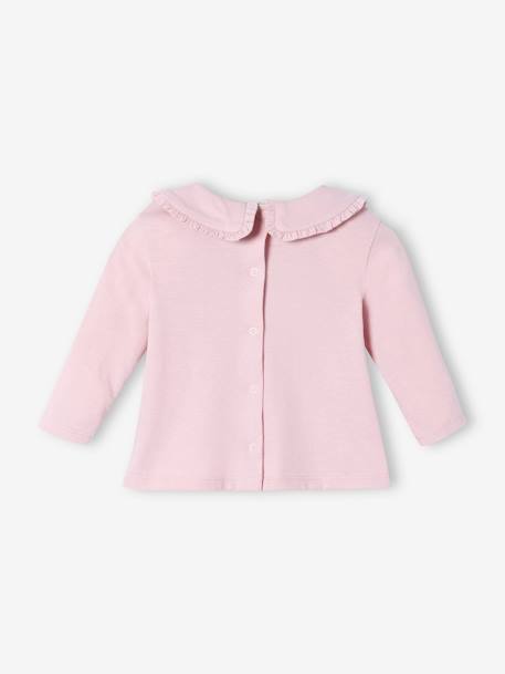 Mädchen Baby Shirt, Bubikragen mit Rüschen Oeko-Tex - dunkelrosa - 3