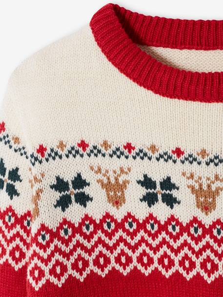 Capsule Collection: Kinder Weihnachtspullover, Jacquardstrick Oeko-Tex - rot+tanne - 3