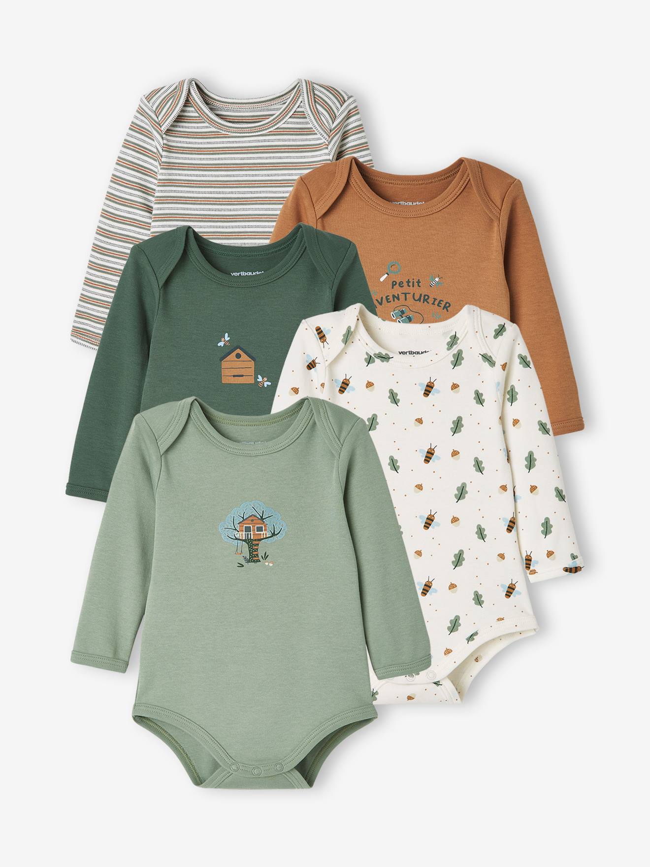 5er-Pack Baby Langarm-Bodys