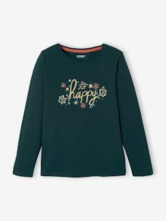 Kinderkleidung-Mädchen Shirt mit Message-Print, Glanzdetails Oeko Tex®