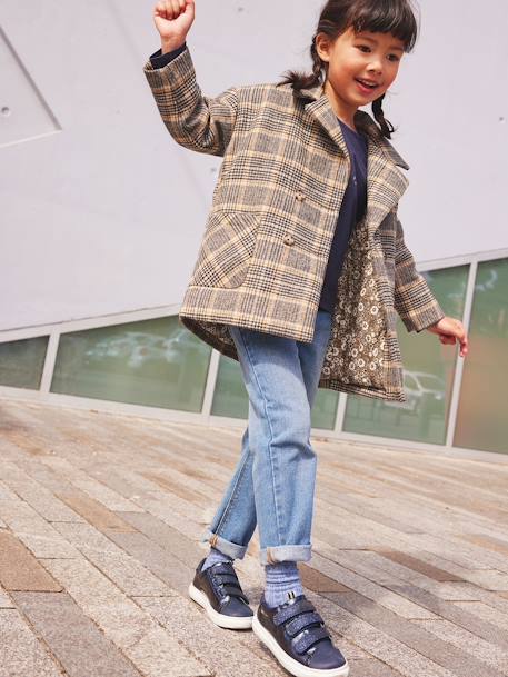 Mädchen Mantel mit Karomuster, Wattierung Recycling-Polyester - khaki - 1