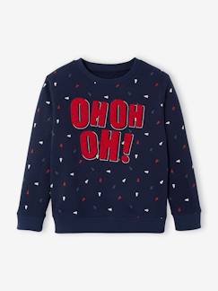 Jungenkleidung-Pullover, Strickjacken, Sweatshirts-Sweatshirts-Jungen Weihnachts-Sweatshirt, Frottee-Schriftzug