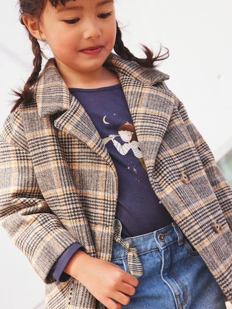 Mädchen Mantel mit Karomuster, Wattierung Recycling-Polyester - khaki - 9