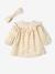Baby-Set: Samtkleid mit Volant & Haarband - beige bedruckt+marine bedruckt - 2