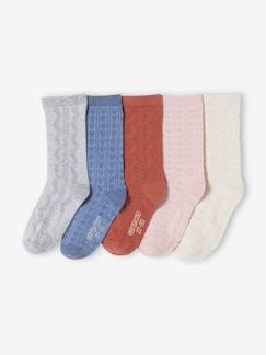 Maedchenkleidung-Unterwäsche, Socken, Strumpfhosen-5er-Pack Mädchen Socken, Herz- oder Zopfmuster