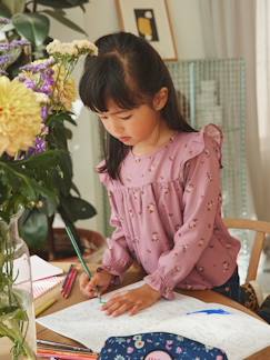 Maedchenkleidung-Mädchen Bluse mit Blumenmuster Oeko Tex