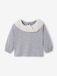 Babymode-Shirts & Rollkragenpullover-Shirts-Mädchen Baby Shirt, Kragen mit Lochstickerei