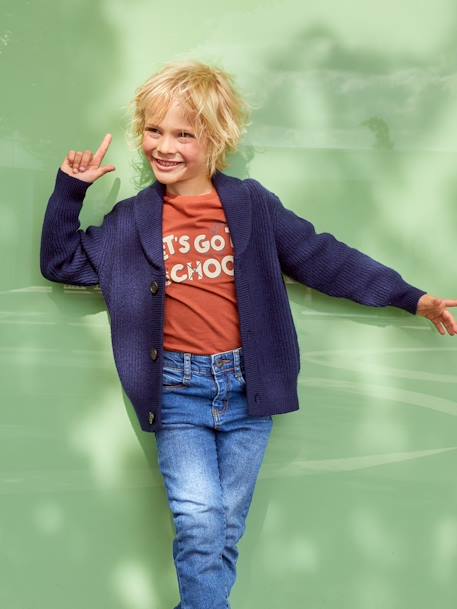 Jungen Shirt, Schriftzug Oeko Tex® - blau+grün+hellbraun+orange+schwarz+senfgelb - 10