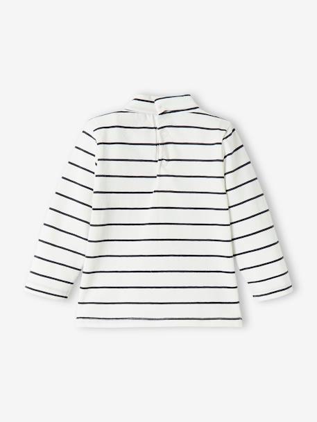 Baby Shirt mit Stehkragen & Print - grau meliert+weiß gestreift - 8