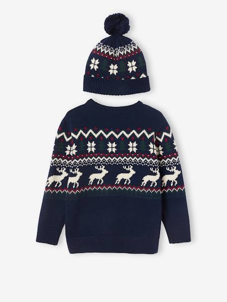 Jungen Geschenk-Set: Pullover & Mütze, Weihnachten - marine - 2
