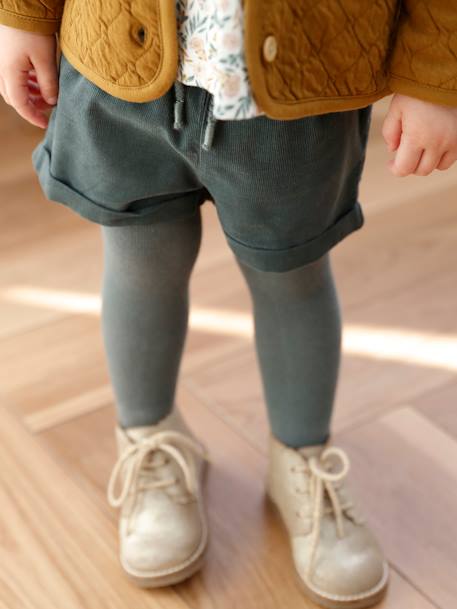 Mädchen Baby-Set: Shirt, Shorts & Haarband - dunkelgrün+nachtblau - 10