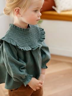 Babymode für den Herbst-Mädchen Baby-Set: Bluse gesmokt & Haarband