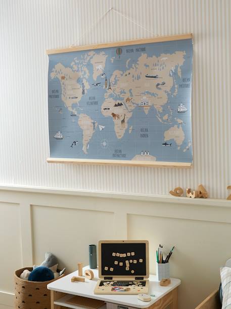Kinderzimmer Weltkarte mit Aufhängung - blau - 2