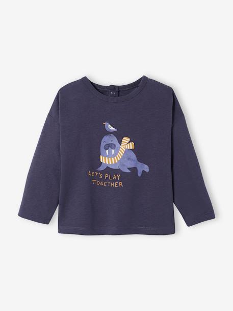 Baby Shirt mit Print Oeko-Tex - braun+nachtblau+wollweiß - 5