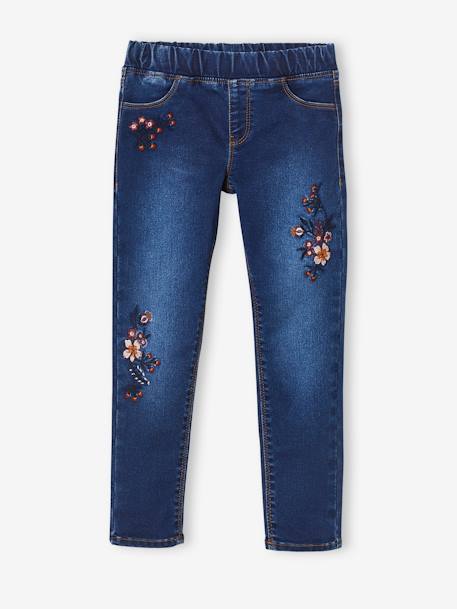 Mädchen Jeggings WATERLESS, Hüftweite REGULAR  OEKO-TEX®, Bundweite verstellbar blue stone+schwarz 4