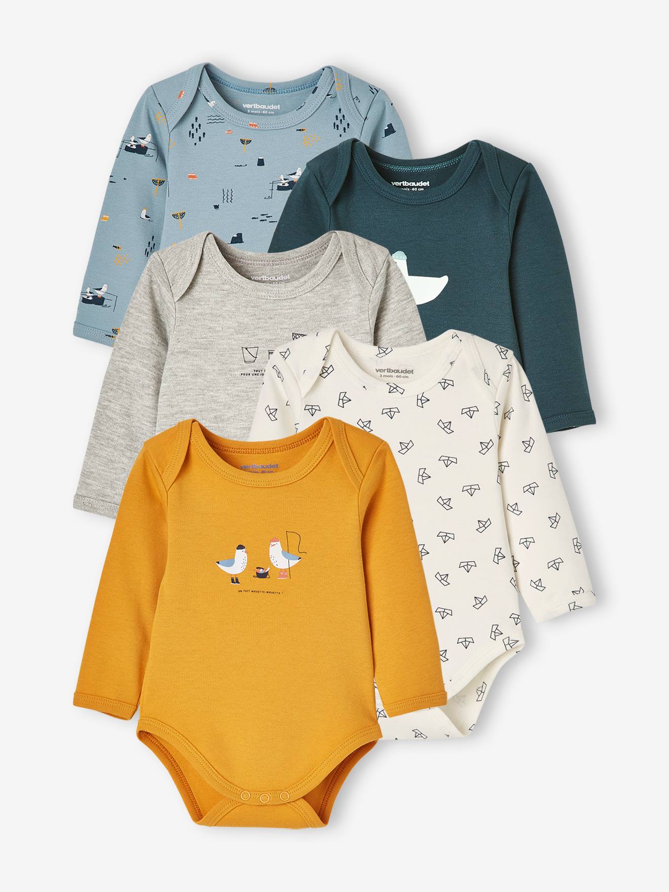 5er-Pack Baby Langarm-Bodys