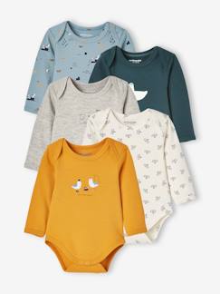 Babymode-5er-Pack Baby Langarm-Bodys, Schlupfform Oeko-Tex