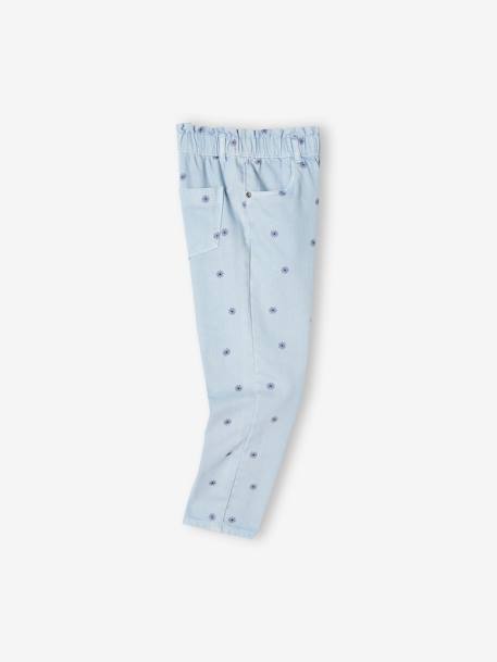 Mädchen Paperbag-Jeans mit Blumenprint - beige+blau - 10