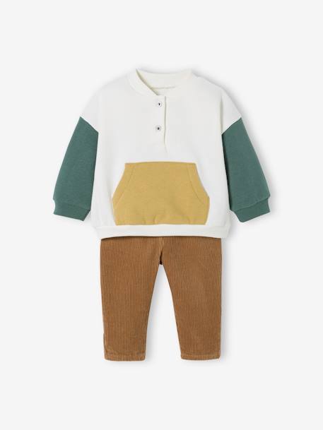 Baby-Set: Sweatshirt & Cordhose - wollweiß - 2