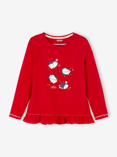 Mädchen Weihnachts-Schlafanzug, Pinguine - rot - 2