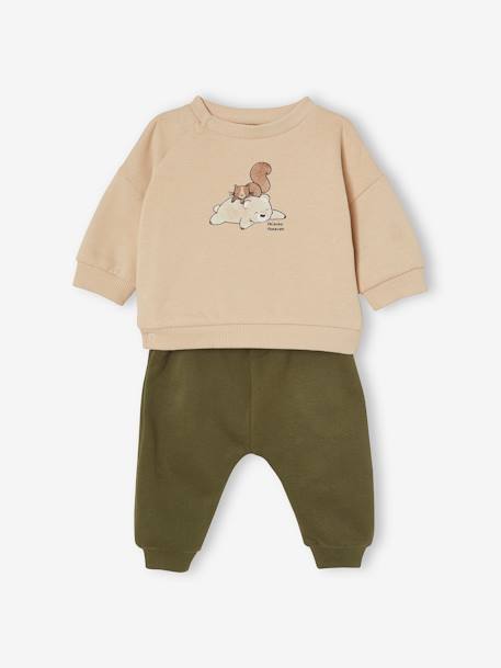 Baby-Set: Sweatshirt & Sweathose - dunkelkhaki - 2