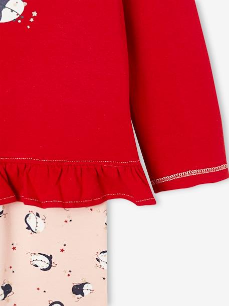 Mädchen Weihnachts-Schlafanzug, Pinguine - rot - 5