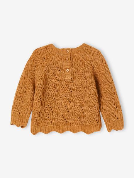Baby Pullover mit Lochmuster Oeko-Tex - gelb meliert - 2