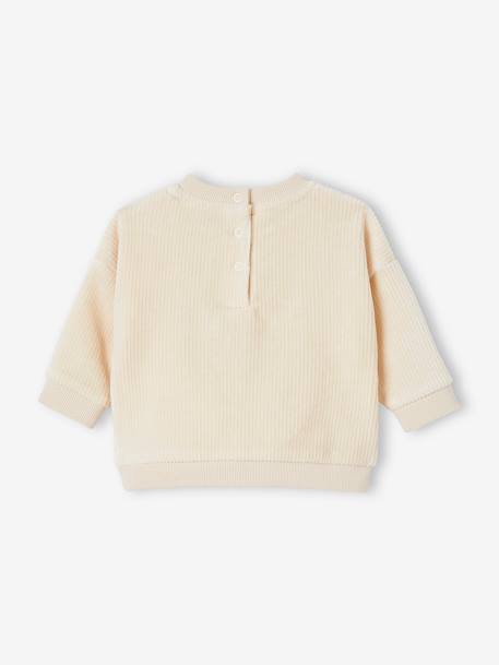 Baby Sweatshirt aus Cordsamt, bestickt - wollweiß - 2