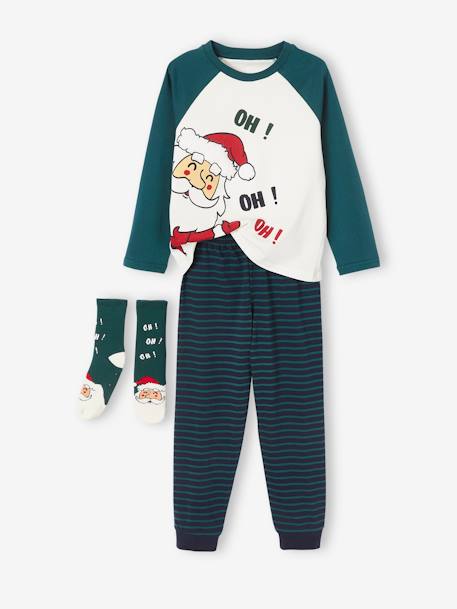 Jungen Weihnachts-Geschenkbox: Schlafanzug & Socken - tanne - 4