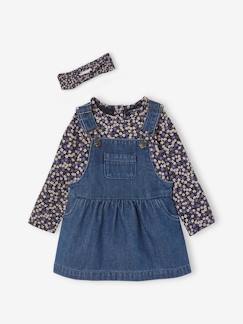 Babymode-Baby-Sets-Mädchen Baby-Set: Jeans-Latzkleid, Shirt & Haarband