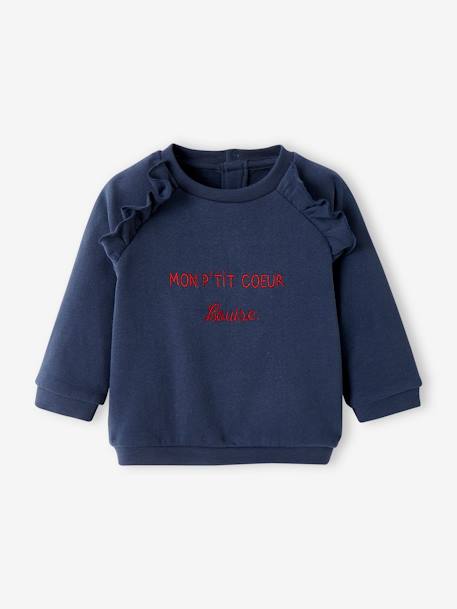 Baby Sweatshirt, personalisierbar - altrosa+marine - 7
