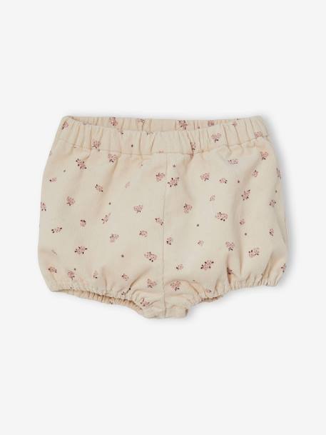 2er-Pack Mädchen Baby Shorts, Cord - bordeaux/beige bedruckt - 2