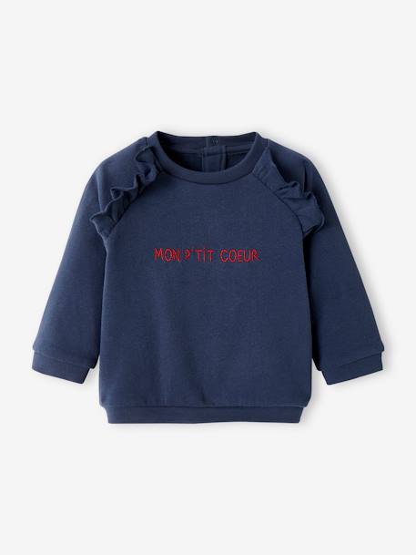 Baby Sweatshirt, personalisierbar - altrosa+marine - 8