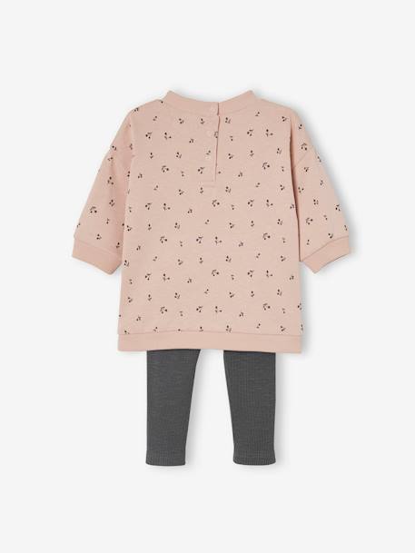Baby Set: Kleid & Leggings, personalisierbar - grün bedruckt+rosa bedruckt - 12