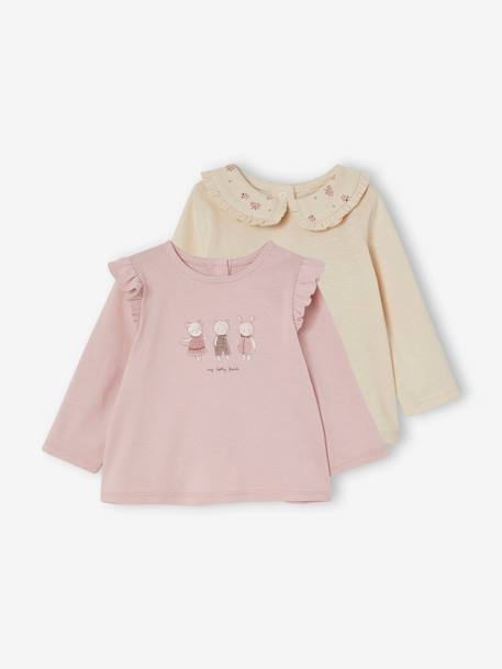 2er-Pack Baby Shirts mit Volants Oeko-Tex - zartrosa - 1