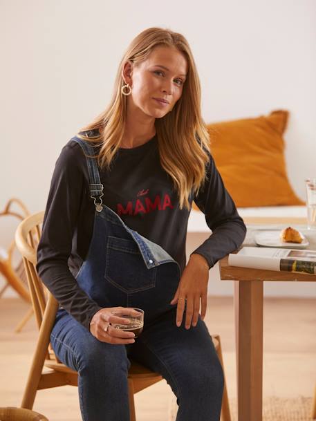 Shirt mit Schriftzug aus Bio-Baumwolle, Schwangerschaft & Stillzeit - marine - 1