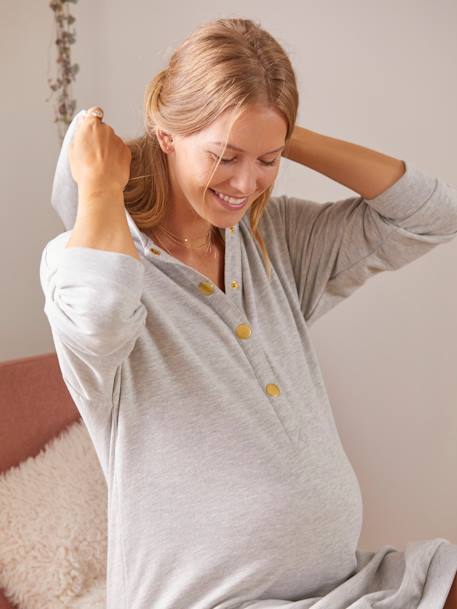 Sweatkleid für Schwangerschaft & Stillzeit - grau meliert - 5