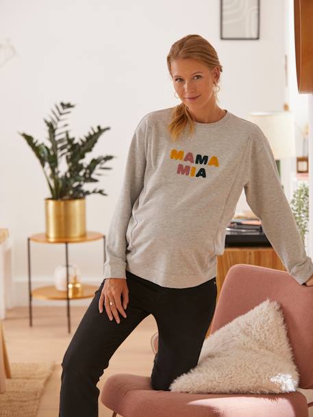 Sweatshirt mit Messageprint für Schwangerschaft & Stillzeit - grau meliert - 7