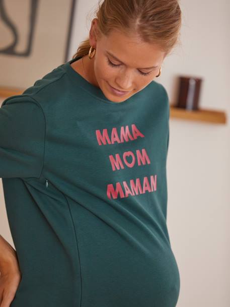 Sweatshirt für Schwangerschaft und Stillzeit, Schriftzug Oeko Tex® - nachtblau+tanne - 18