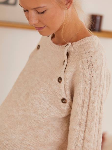 Pullover mit Zopfmuster für Schwangerschaft & Stillzeit - wollweiß - 8