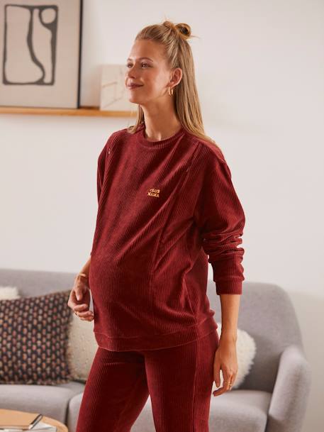 Cord-Sweatshirt, Schwangerschaft & Stillzeit - ziegel - 9