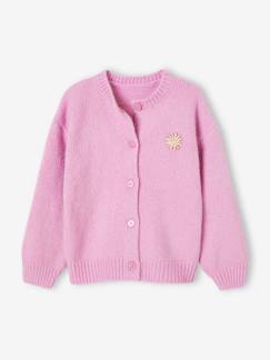 Maedchenkleidung-Pullover, Strickjacken & Sweatshirts-Strickjacken-Lockerer Mädchen Cardigan, Blumen-Applikation